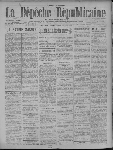 18/09/1922 - La Dépêche républicaine de Franche-Comté [Texte imprimé]