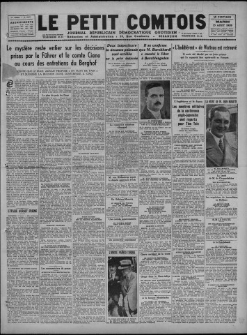 15/08/1939 - Le petit comtois [Texte imprimé] : journal républicain démocratique quotidien