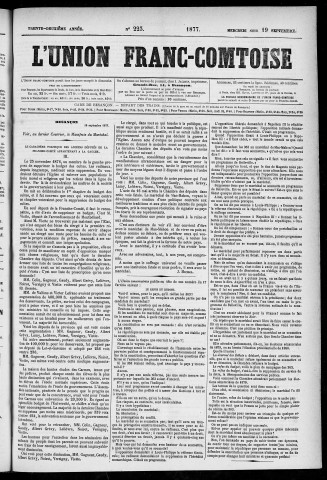 19/09/1877 - L'Union franc-comtoise [Texte imprimé]