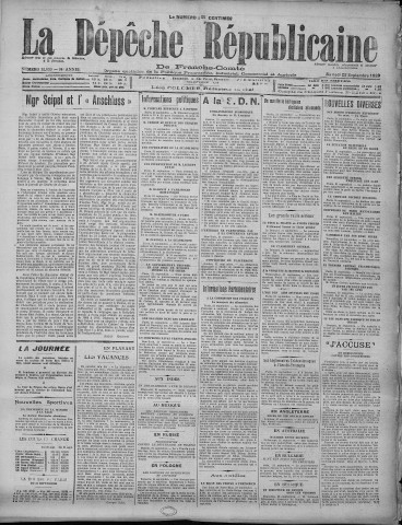 22/09/1928 - La Dépêche républicaine de Franche-Comté [Texte imprimé]