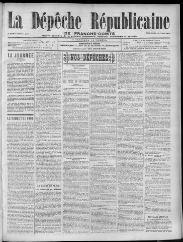 26/04/1905 - La Dépêche républicaine de Franche-Comté [Texte imprimé]