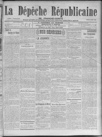 31/08/1908 - La Dépêche républicaine de Franche-Comté [Texte imprimé]