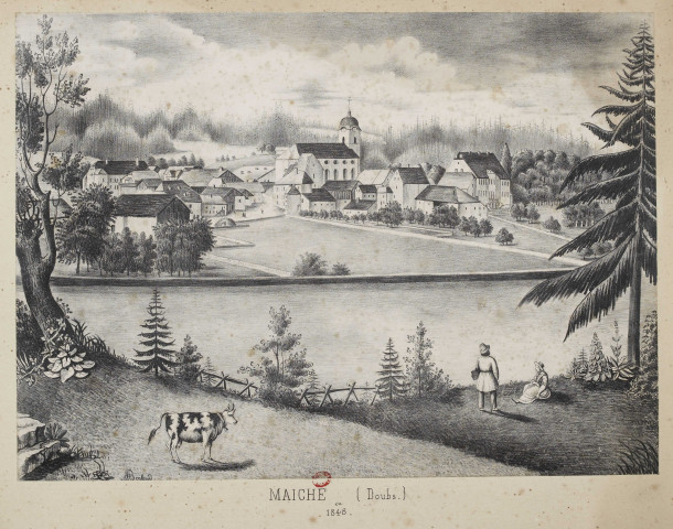 Maîche (Doubs) en 1848 [estampe] / Berland , [S.l.] : [s.n.], [1800-1899]