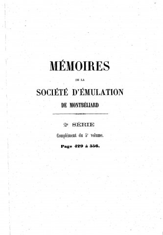 01/02/1875 - Mémoires de la Société d'émulation de Montbéliard [Texte imprimé]
