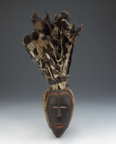Masque Dye - masque Gouro, Côte d’Ivoiremasque humain à coiffure de plumes