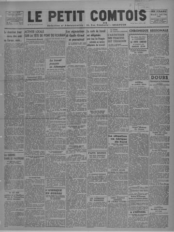 02/06/1943 - Le petit comtois [Texte imprimé] : journal républicain démocratique quotidien