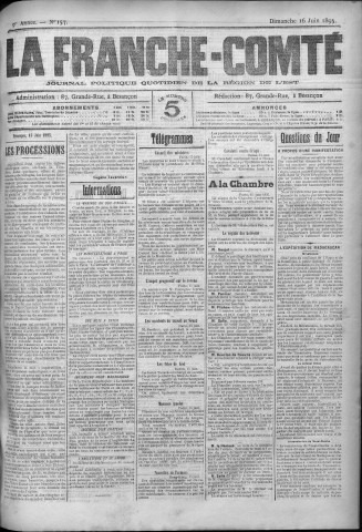 16/06/1895 - La Franche-Comté : journal politique de la région de l'Est