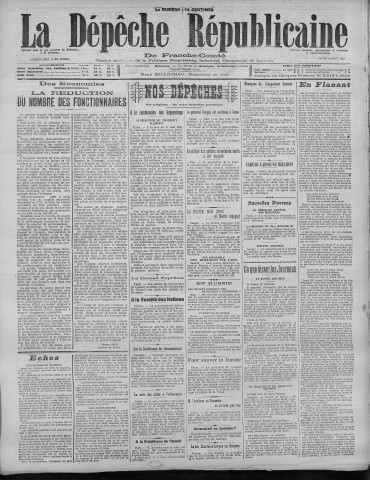 04/08/1921 - La Dépêche républicaine de Franche-Comté [Texte imprimé]