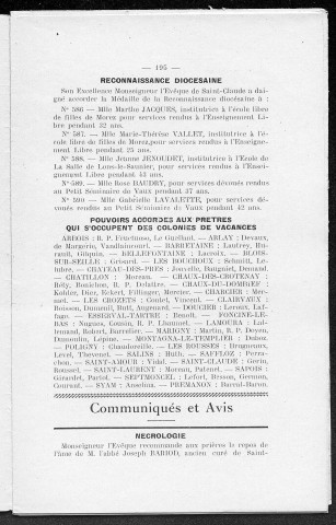 09/07/1953 - La Semaine religieuse du diocèse de Saint-Claude [Texte imprimé]