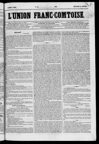 26/01/1851 - L'Union franc-comtoise [Texte imprimé]