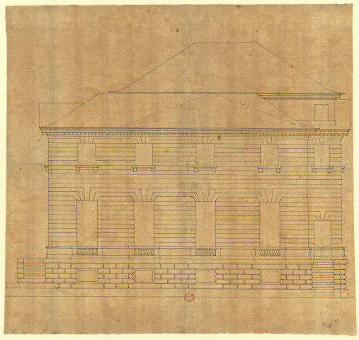 Hôtels Tassin de Villiers et Tassin de Moncourt, à Orléans. Elévation d'une façade / Pierre-Adrien Pâris , [S.l.] : [P.-A. Pâris], [1791]