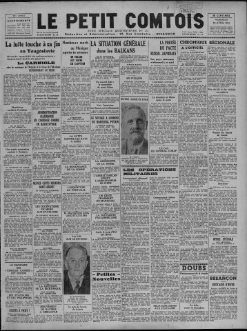 18/04/1941 - Le petit comtois [Texte imprimé] : journal républicain démocratique quotidien