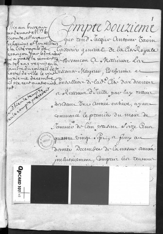Comptes de la Ville de Besançon, recettes et dépenses, Compte de Jacques Antoine Varin (1687)