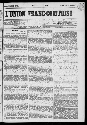 19/10/1868 - L'Union franc-comtoise [Texte imprimé]