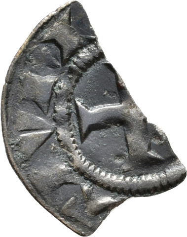 874.1.93.7 - pièce de monnaie (fragment) ; denier estevenant
