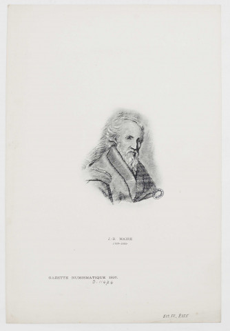 J. B. Maire [image fixe] / [d'après un portrait de Anna Maire] , Besançon : Gazette numismatique, 1897