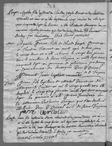 Paroisse de Saint Ferjeux : baptêmes (naissances), mariages, sépultures (décès) (18 janvier 1757 - 30 décembre 1774)
table