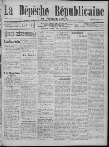 24/02/1912 - La Dépêche républicaine de Franche-Comté [Texte imprimé]