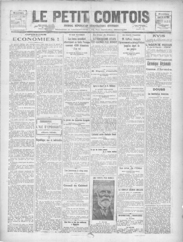 29/06/1926 - Le petit comtois [Texte imprimé] : journal républicain démocratique quotidien