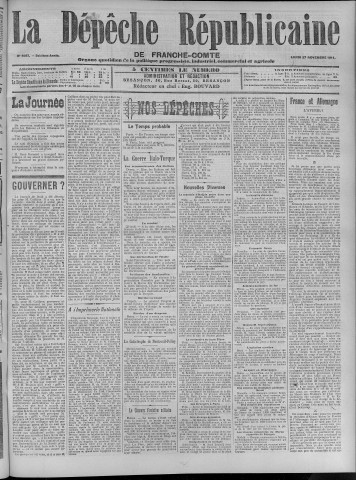 27/11/1911 - La Dépêche républicaine de Franche-Comté [Texte imprimé]