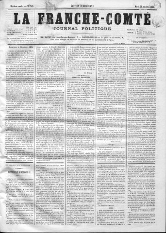25/10/1864 - La Franche-Comté : organe politique des départements de l'Est