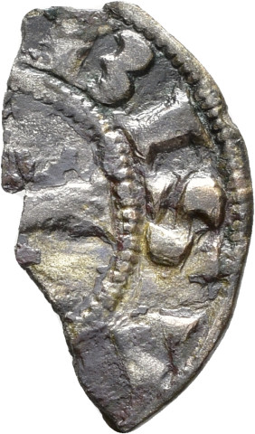 874.1.93.10 - pièce de monnaie (fragment) ; denier estevenant