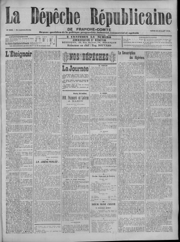 29/07/1912 - La Dépêche républicaine de Franche-Comté [Texte imprimé]