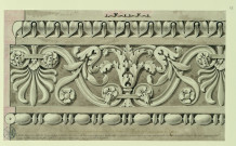 Ornement de la face moyenne de l'architrave du temple de Jupiter Stator à Rome / Pierre-Adrien Pâris , [S.l.] : [P.-A. Pâris], [1700 -1800]