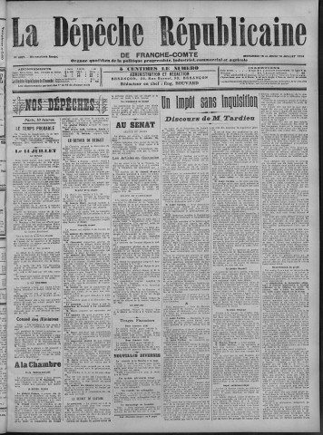 16/07/1914 - La Dépêche républicaine de Franche-Comté [Texte imprimé]