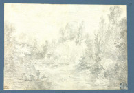 Passerelle de bois au-dessus d'un bassin , [France : Paris], [vers 1770-1780]