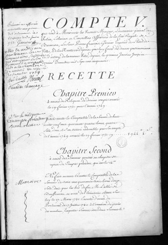 Comptes de la Ville de Besançon, recettes et dépenses, Compte de Pierre François Garnier (1750)
