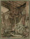 Scène galante : couple s'étreignant sous un lit à dais / Pierre-Antoine Baudouin , [S.l.] : [P. A. Baudouin], [circa 1760]