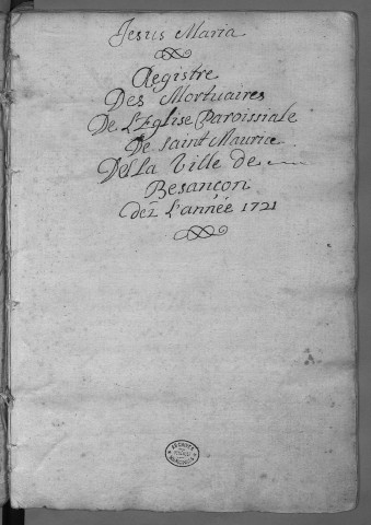 Paroisse Saint Maurice : mariages (19 janvier 1721 - 27 novembre 1730) ; Décès (2 janvier 1721 - 21 décembre 1730)