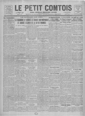 11/12/1928 - Le petit comtois [Texte imprimé] : journal républicain démocratique quotidien