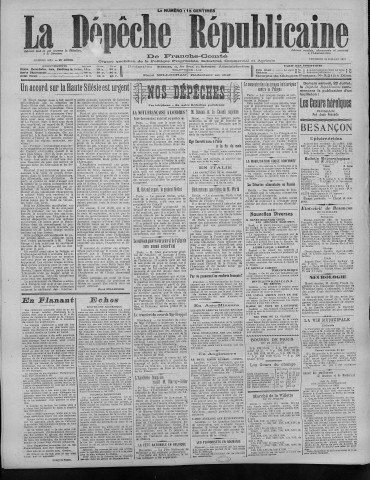 22/07/1921 - La Dépêche républicaine de Franche-Comté [Texte imprimé]