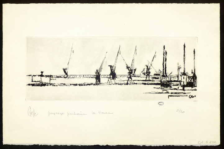 Paysage portuaire Le Havre [estampe] / Céelle , [Paris : Atelier Georges Leblanc, 1980]
