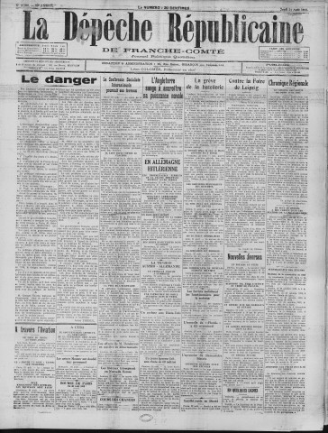 24/08/1933 - La Dépêche républicaine de Franche-Comté [Texte imprimé]