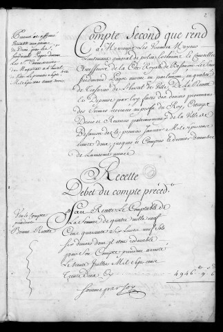 Comptes de la Ville de Besançon, recettes et dépenses, Compte de Ferdinand Pagot (1732)