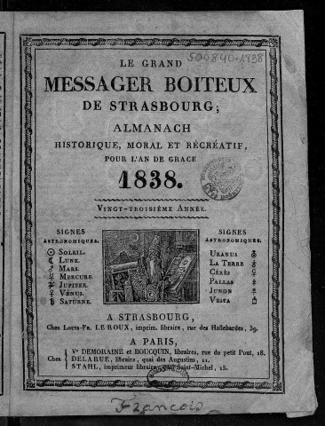 Le Grand messager boîteux de Strasbourg [Texte imprimé]