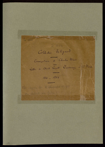Ms 1898 - Correspondance de Charles Weiss (tome XI) : Charles-Léopold Duvernoy.