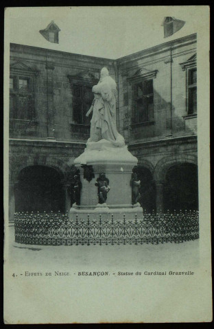Besançon - Effets de Neige - Statue du Cardinal de Granvelle. [image fixe] , 1897/1904