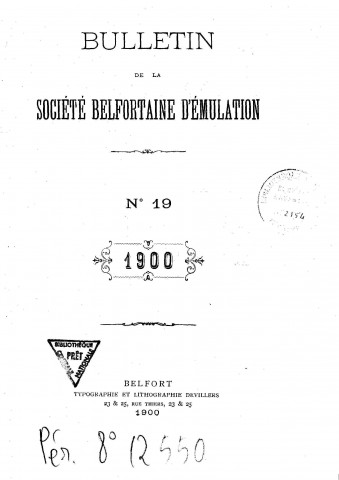 01/01/1900 - Bulletin de la Société belfortaine d'émulation [Texte imprimé]