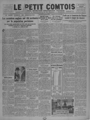24/11/1938 - Le petit comtois [Texte imprimé] : journal républicain démocratique quotidien