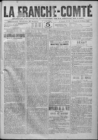 22/03/1889 - La Franche-Comté : journal politique de la région de l'Est