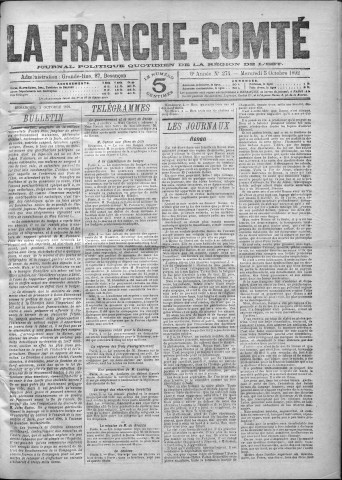 05/10/1892 - La Franche-Comté : journal politique de la région de l'Est