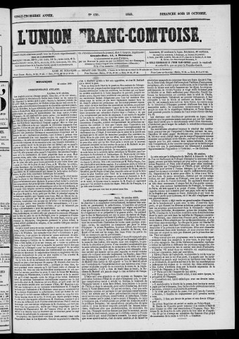 25/10/1868 - L'Union franc-comtoise [Texte imprimé]