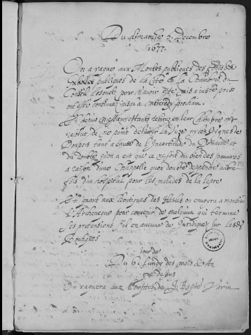 Registre des délibérations municipales 7 décembre 1677 - 31 décembre 1678