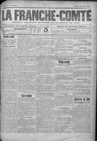 10/08/1895 - La Franche-Comté : journal politique de la région de l'Est