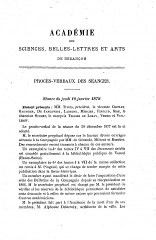 01/01/1878 - Procès-verbaux des séances [Texte imprimé] /
