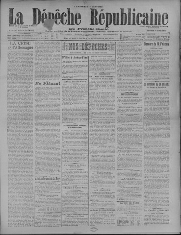 19/07/1922 - La Dépêche républicaine de Franche-Comté [Texte imprimé]